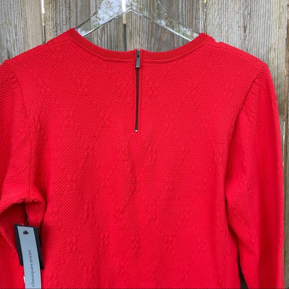 Classiques Entier Sweater Red Textured Stretch Partial Back Zip NWT XS Holiday - Picture 5 of 10
